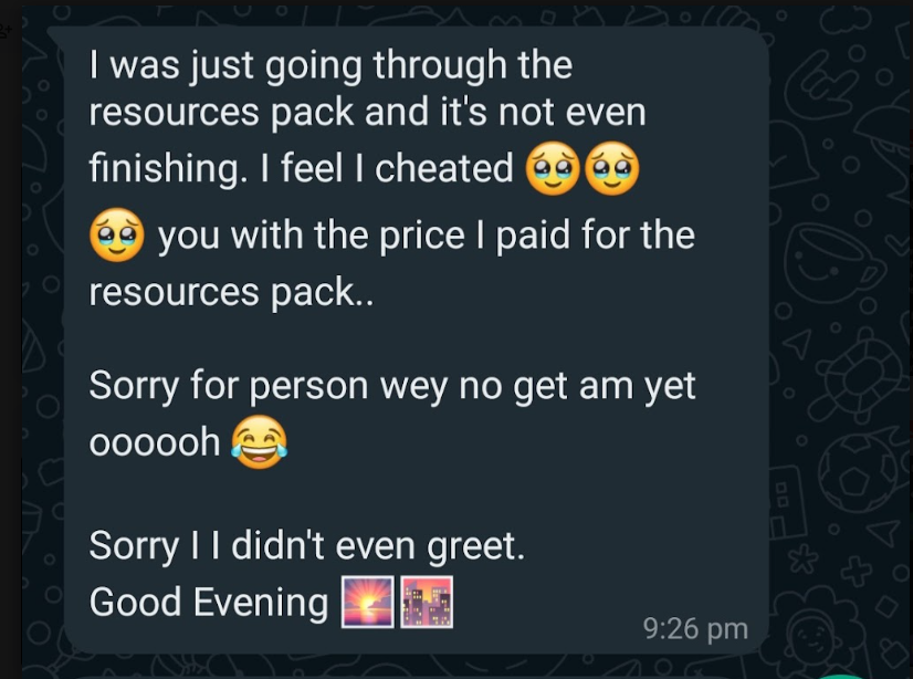 Student review from Ngozi