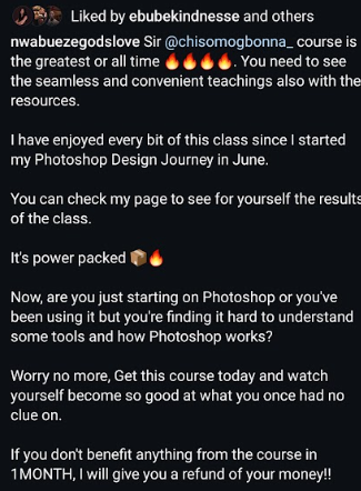 Student review from Adaeze